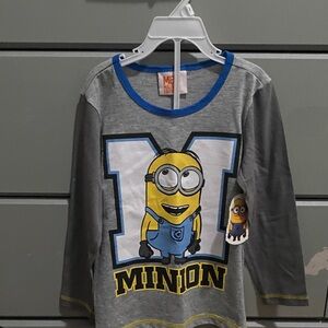 Minions Gray Kids Long Sleeve Shirt